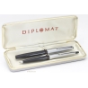 Diplomat Set Füllhalter Kugelschreiber Grau Stahlfeder M Vintage Box