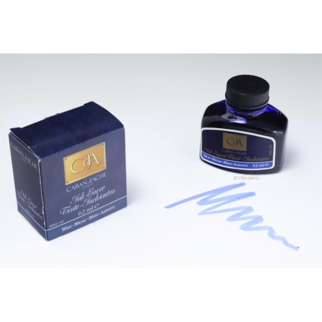 Caran d'Ache Blue Fountain Pen Writing Ink Design Bottle Inkwell 62ml Box