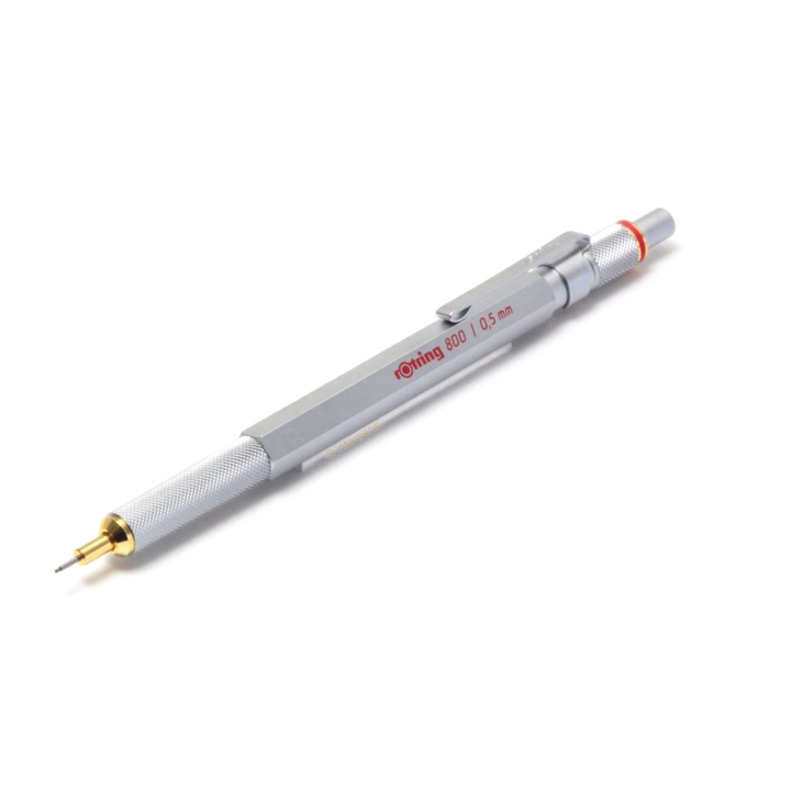 Rotring 800 Silber 0,5mm Druck-Bleistift Gerändelter Griff Hexagonal