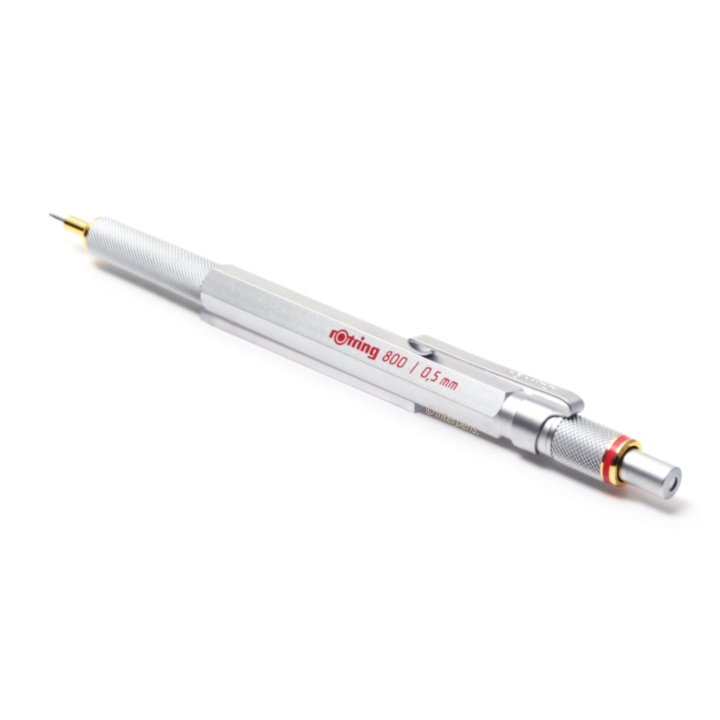 Rotring 800 Silber 0,5mm Druck-Bleistift Gerändelter Griff Hexagonal