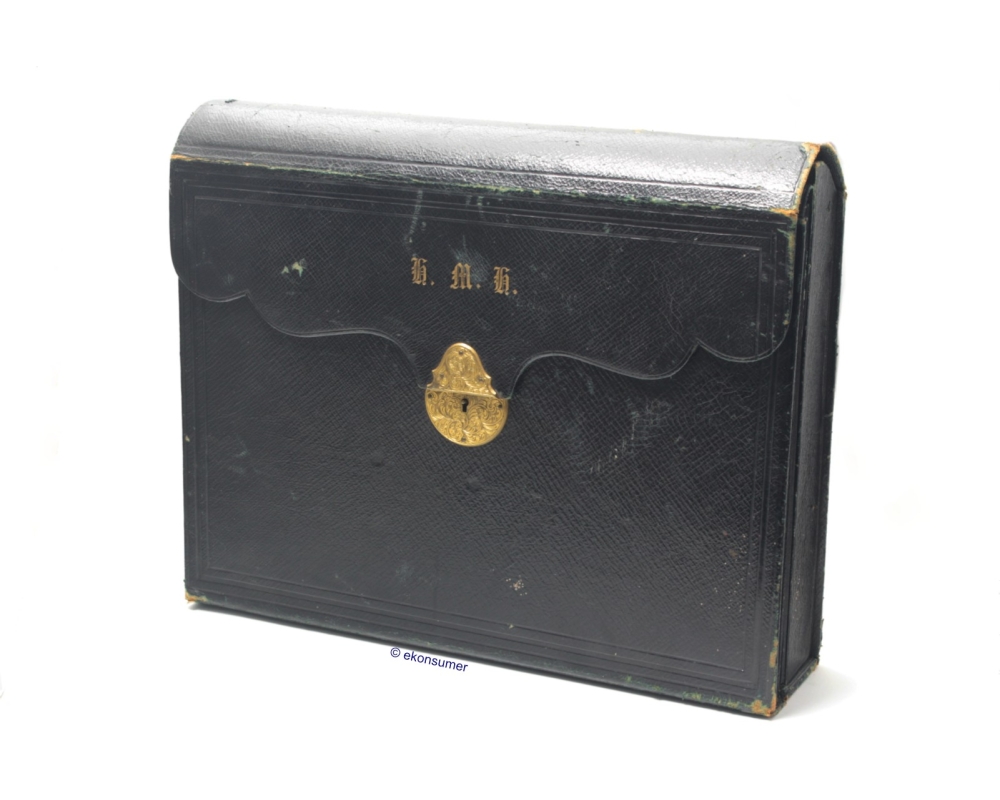 antique office diplomatic suitcase around 1850 leather travel desk sales representative