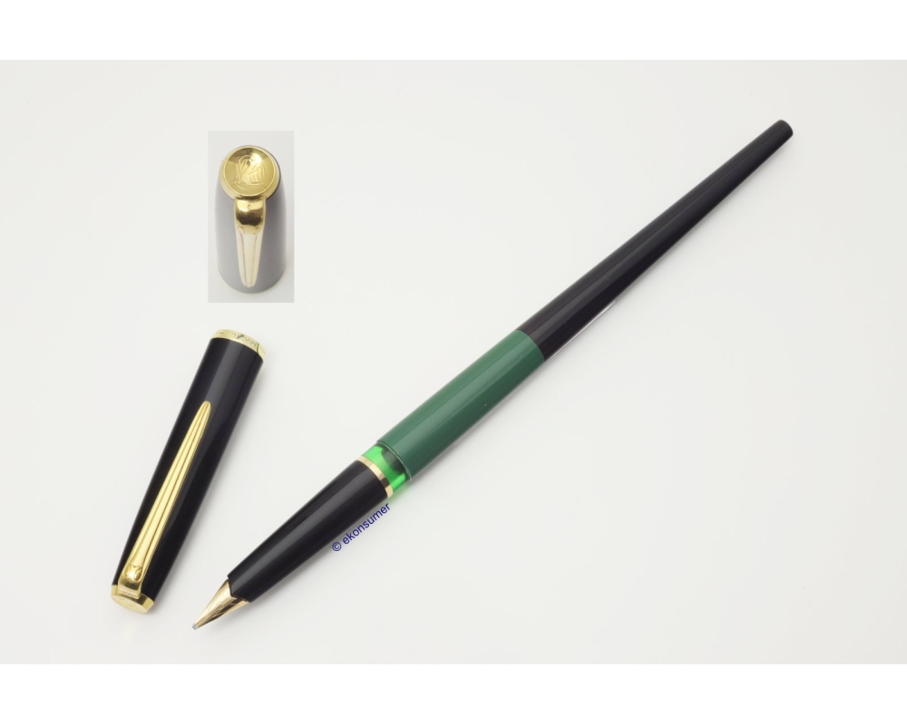 Pelikan M10S Deskpen Green-Black 14C BB Gold-nib w/ Cap 1967 Vintage RARE!