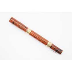 Waterman No. 44 Red Ripple Gold Bands Eyedropper-fill Safety Pen 14C STUB Nib