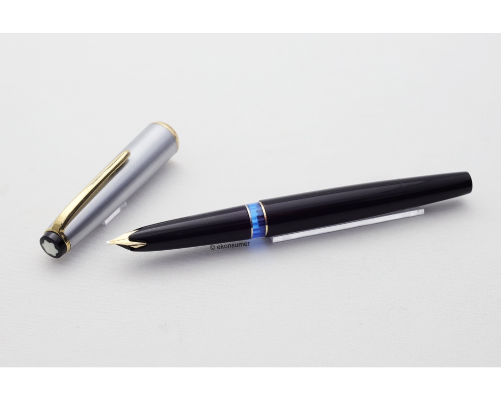 Montblanc O32S Kolbenfüllhalter Schwarz Metallkappe 14C OB Goldfeder 1967 Vinta