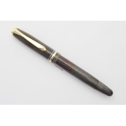 Soennecken 111 Extra Heringbone-grey Piston-filler 14K OBB Gold-nib Vintage