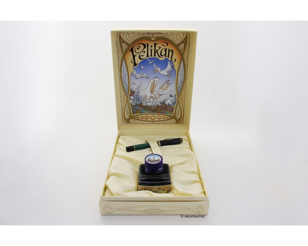 Pelikan M200 / M251 Piston-filler gold-coated Nib Box Inkwell Exportmodel