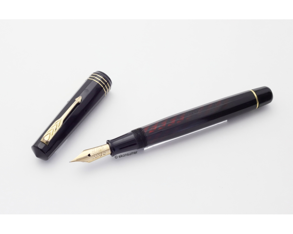 OMAS Extra Lucens Medium Size Black Transparent 14K F flex Hearthole-nib Vintage