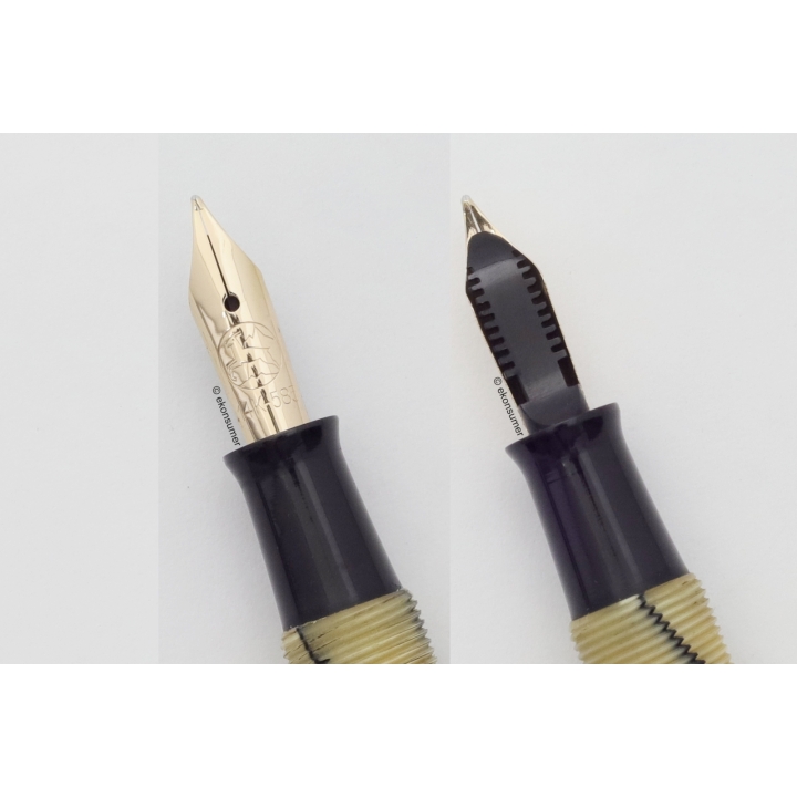 Student Nr. 10 Schildpatt-marmoriert Druckknopffüller 14ct. M Bock-Goldfeder 1935 Box Vintage