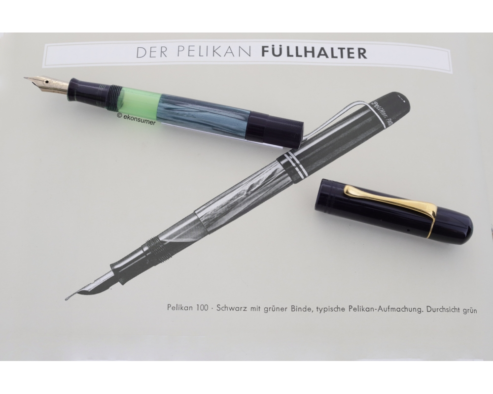 Pelikan 100 Wartime-version 1942-44 Piston-filler 14C EEF Cn-Nib Vintage