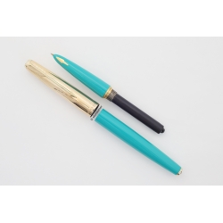 Parker 61 Torqoise Rolled-gold 14C M Goldnib Capillary-filler England Box
