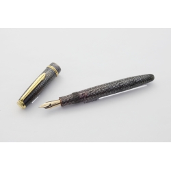 Soennecken 222 Superior Lizard Gray Piston Filler 14K OBB flex Gold-nib Vintage