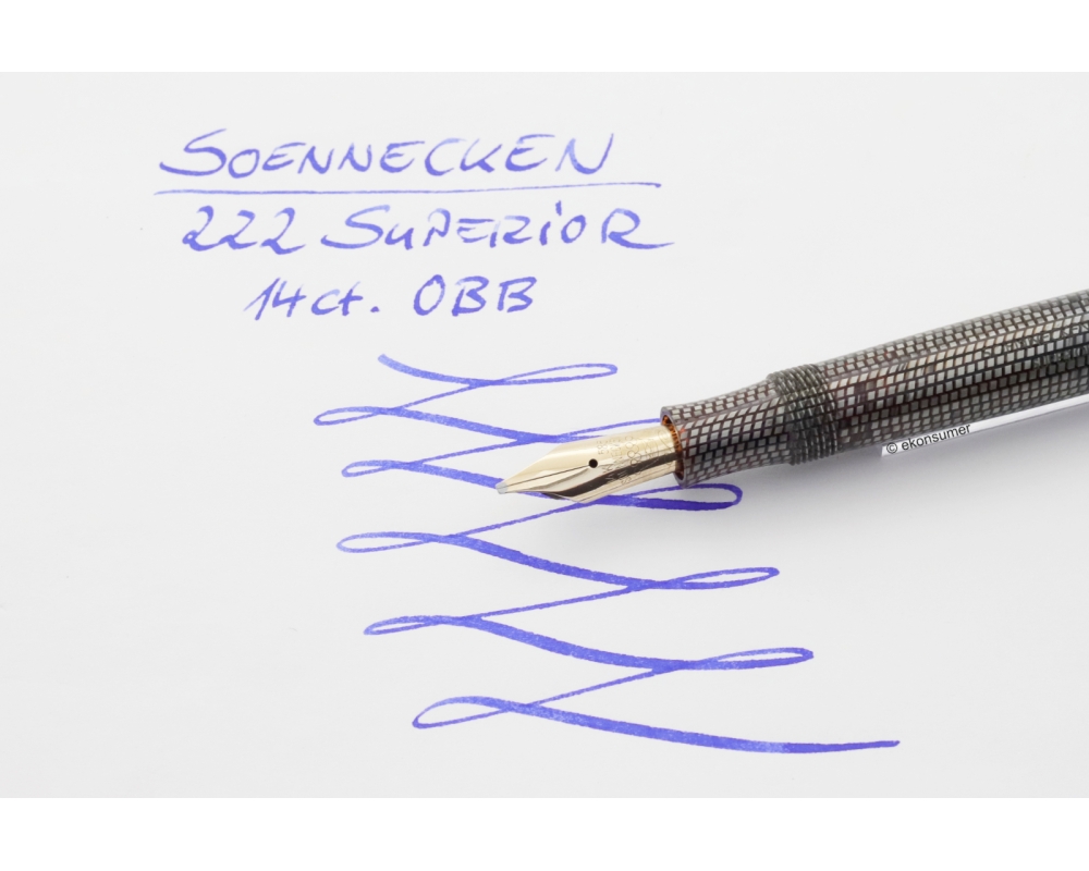 Soennecken 222 Superior Lizard Gray Piston Filler 14K OBB flex Gold-nib Vintage