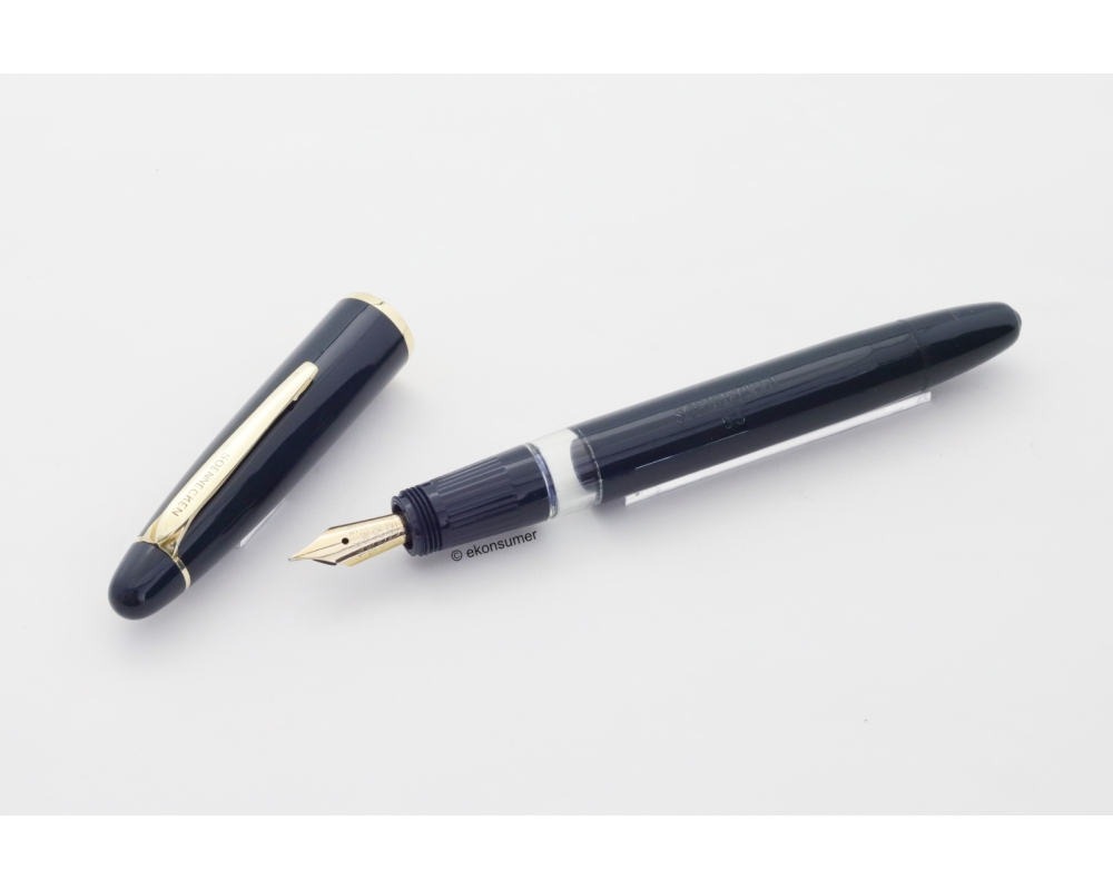 Soennecken 55 Petrol-blau Kolbenfüllhalter 14K F Goldfeder Vintage - SELTEN!