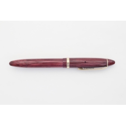 Soennecken 333 Extra rot-gestreiftes Zelluloid Kolbenfüllhalter flex 14K BB Goldfeder Vintage