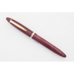 Soennecken 333 Extra rot-gestreiftes Zelluloid Kolbenfüllhalter flex 14K BB Goldfeder Vintage