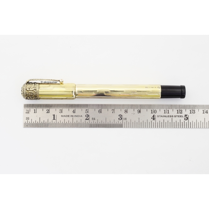 Montegrappa Pilus Walzgold-Overlay Puttos Sicherheitsfüller Safety 14C F Goldfeder 1925 VINTAGE