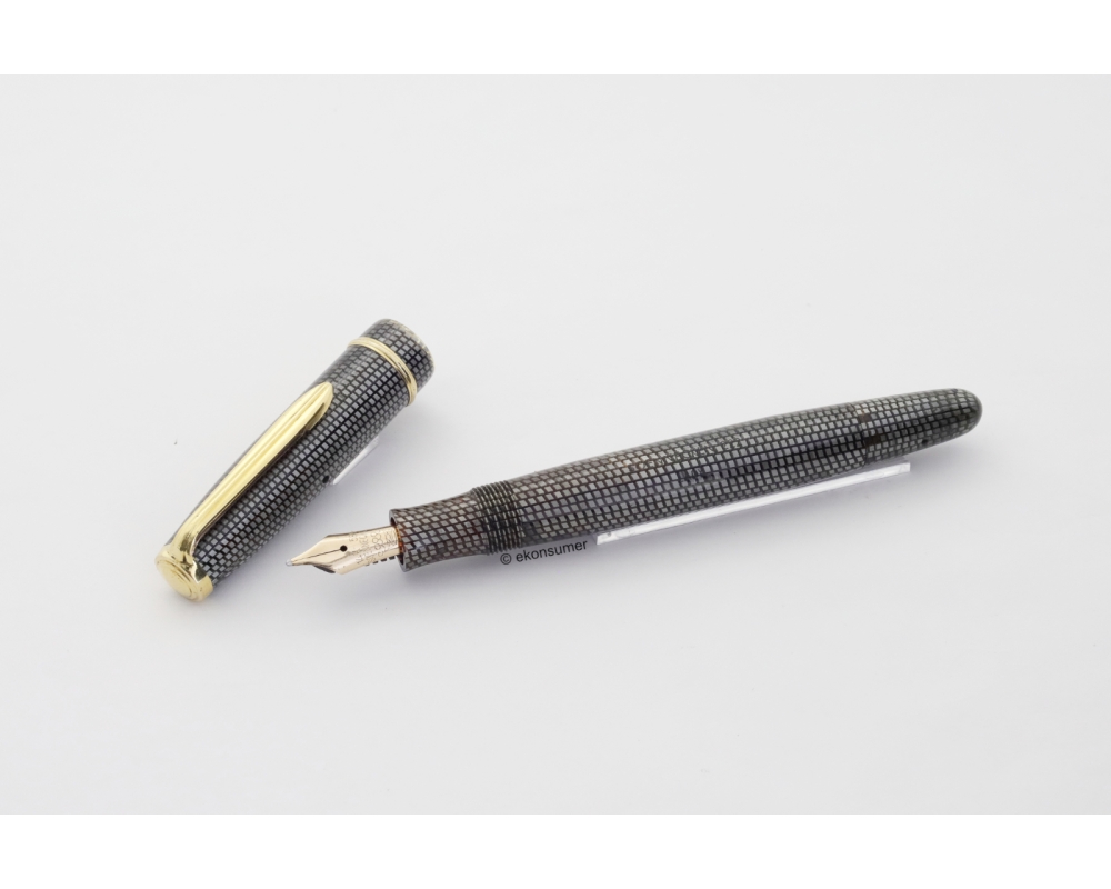 Soennecken 222 Lady Grey lizard Piston Filler 14K flex B Gold Nib Vintage