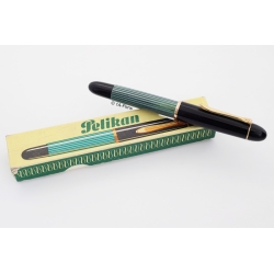 Pelikan 140 Grün-gestreift 14C DF Goldfeder Kolbenfüller Box 1956 Vintage SELTEN!