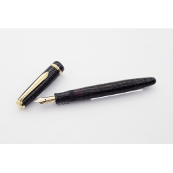 Soennecken 222 Superior Schwarz-Silber Kolbenfüllhalter flex 14K M Goldfeder Vintage
