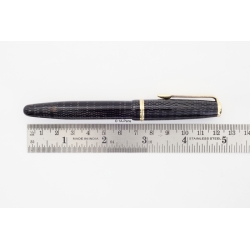 Soennecken 222 Superior Black-Silver Piston Filler 14K M flex Gold Nib Vintage