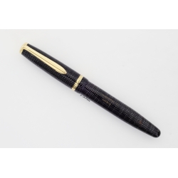 Soennecken 222 Superior Black-Silver Piston Filler 14K M flex Gold Nib Vintage