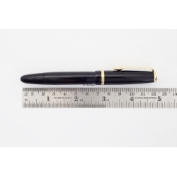 Soennecken 222 Superior Black Celluloid Piston Filler 14K OBB flex Gold-nib Vintage