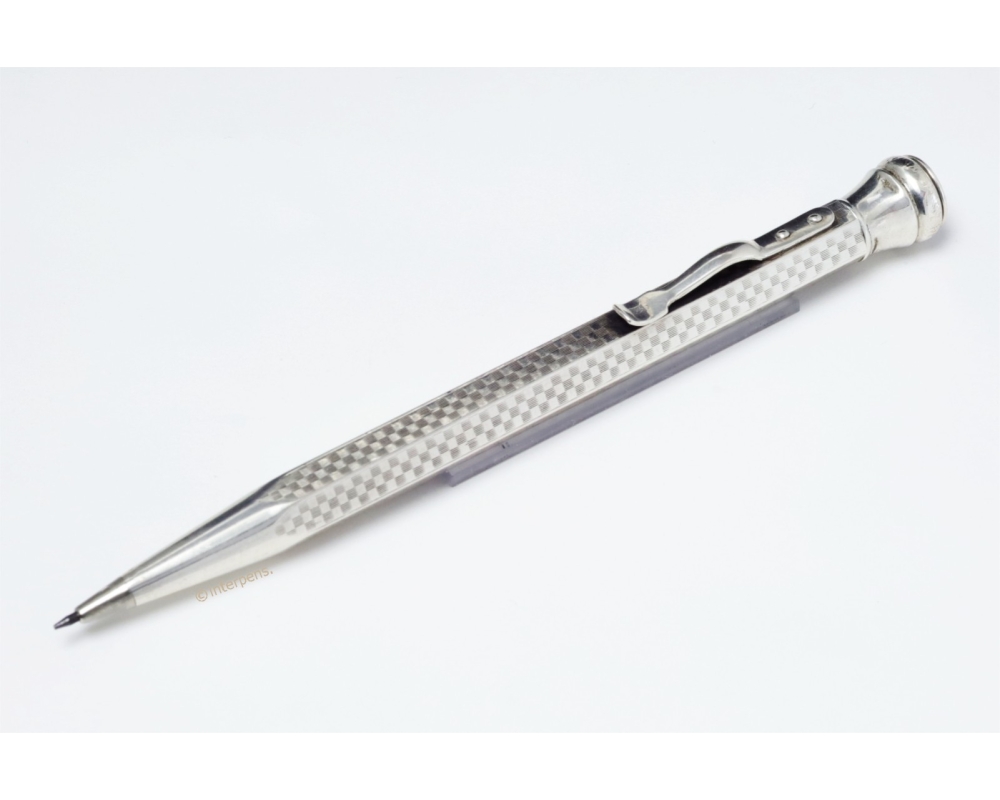 Art Deco Drehbleistift 1.18 mm 835 Massiv Silber Sechsseitige Form Clip Werbung