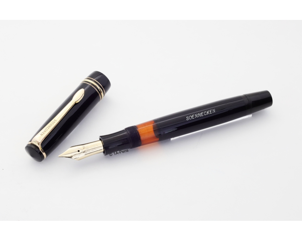 Soennecken 420 Celluloid Piston-filler w/ Click-mechanism 14K EF Gold-nib Vintage
