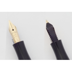 Soennecken 103 golden-marbled Celluloid Piston-filler flex 14K OM Gold-nib Vintage