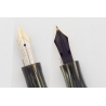 Montblanc Meisterstück 144 grau-gestreiftes Zelluloid Kolbenfüller 14K EF Goldfeder