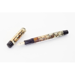 Soennecken 1306 Black & Pearl Piston Filler 14K F flex Gold Nib Vintage