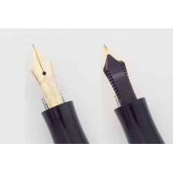 Soennecken 1306 Black & Pearl Piston Filler 14K F flex Gold Nib Vintage