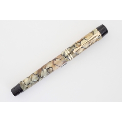 Soennecken 1306 Black & Pearl Piston Filler 14K F flex Gold Nib Vintage