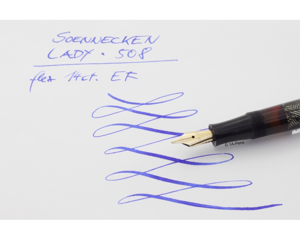 Soennecken 508 Lady grau-marm. Kolbenfüllhalter flex 14K EF Goldfeder Vintage