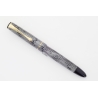Soennecken 103 grau-gestreifttes Zelluloid Kolbenfüllhalter flex 14K B Goldfeder Vintage