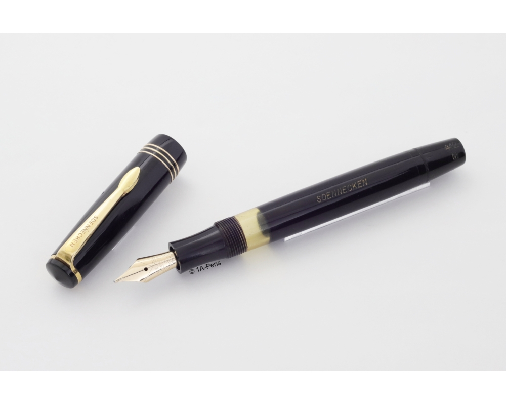 Soennecken 412 Zelluloid Kolbenfüllhalter m. Klick-Mechanik flex 14K M Goldfeder Vintage Soennecken 412 Zelluloid Kolbenfüllhalter m. Klick-Mechanik flex 14K M Goldfeder Vintage