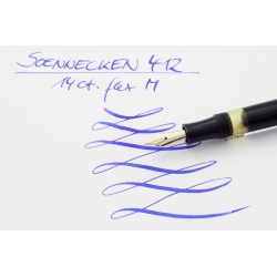 Soennecken 412 Zelluloid Kolbenfüllhalter m. Klick-Mechanik flex 14K M Goldfeder Vintage