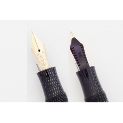 Soennecken 222 Superior Schwarz-Silber Kolbenfüllhalter flex 14K M Goldfeder Vintage