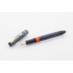 Soennecken 103 blue-striped Celluloid Piston-filler flex 14K OM Gold-nib Vintage