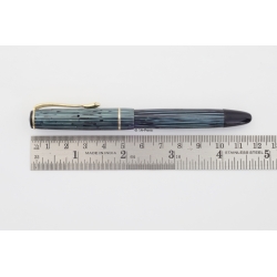 Soennecken 103 blue-striped Celluloid Piston-filler flex 14K OM Gold-nib Vintage