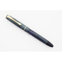 Soennecken 103 blue-striped Celluloid Piston-filler flex 14K OM Gold-nib Vintage