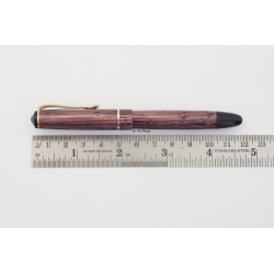Soennecken 103 red-striped Celluloid Piston-filler flex 14K EF Gold-nib Vintage