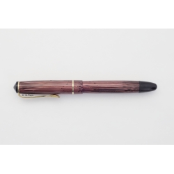 Soennecken 103 red-striped Celluloid Piston-filler flex 14K EF Gold-nib Vintage