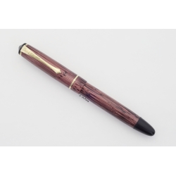 Soennecken 103 red-striped Celluloid Piston-filler flex 14K EF Gold-nib Vintage