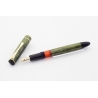 Soennecken 103 green-striped Celluloid Piston-filler flex 14K B Gold-nib Vintage