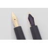 Soennecken 103 green-striped Celluloid Piston-filler flex 14K B Gold-nib Vintage