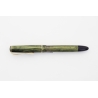 Soennecken 103 green-striped Celluloid Piston-filler flex 14K B Gold-nib Vintage