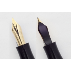 Soennecken 416 Celluloid Piston-filler w/ Click-mechanism flex 14K F Gold-nib Vintage