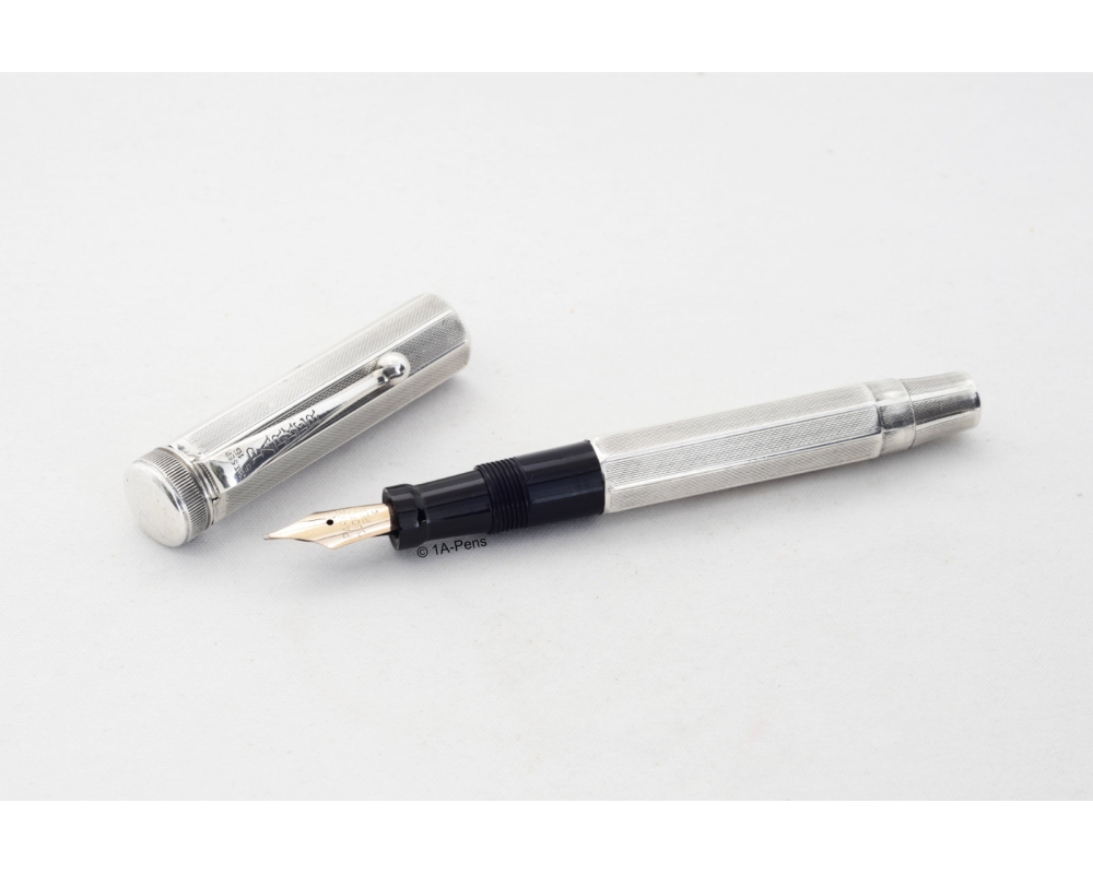 Parker Duofold Junior 900 Silber achthkant Overlay Flattop 14K BB Goldfeder 1930 Vintage