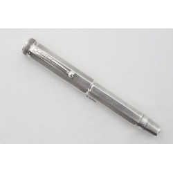 Parker Duofold Junior 900 Solid Silver octogonal Overlay Flattop 14K BB Gold-nib 1930 Vintage